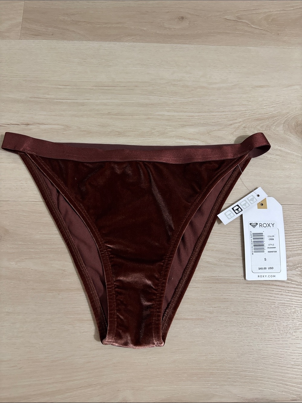 Roxy Velvet Bikini Bottom chocolate brown Small pool cruise chic resort neutral